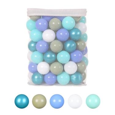 Imagem de GOGOSO Bolas de bola para crianças pequenas, cães, bebês, 5,5 cm, bola de brinquedo pastel para crianças, casa de salto, aniversário, barraca, festa, 100 peças, azul e verde