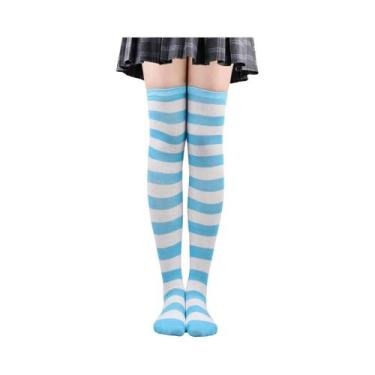 Imagem de Meias Altas Listradas Coloridas Para Mulheres, Meias De Natal E Hallow