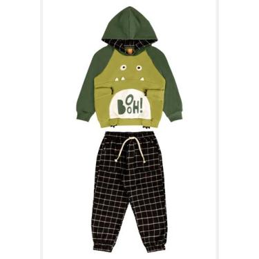 Imagem de Conjunto Infantil Masculino com Blusão e Calça de Monstrinho Três e Já