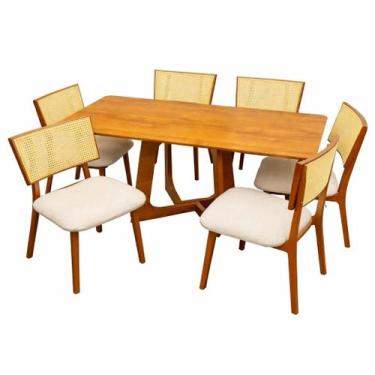 Imagem de Mesa de Jantar Dubai Flex 160x80cm Sem Vidro e 6 Cadeiras Diamante em 