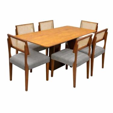 Imagem de Mesa de Jantar Dubai Flex 160x80cm Sem Vidro e 6 Cadeiras Grecia em Li