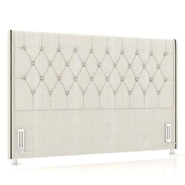 Imagem de Cabeceira Cama Box Casal King 195cm Florenza P02 Linho Creme - Mpozenato