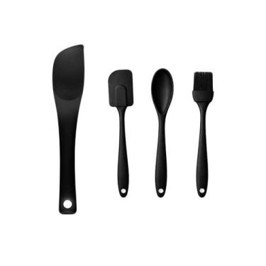 Imagem de Espatula Chanfrada Colher Pincel Silicone Confeitaria 4un - CASACHA