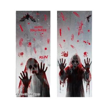 Imagem de Decalques De Janela Estáticos De Halloween Com Pegadas Sangrentas De F