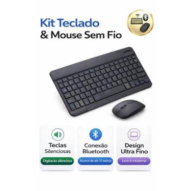 Imagem de Combo Teclado Bluetooth com Mouse Sem Fio Ultra Fino Leve e Fácil de T