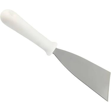 Imagem de Espátula Reta Profissional 5989 em AÇO INOX com Base em Plástico Branco para Confeitari...