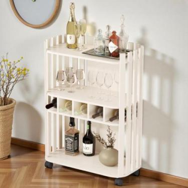 Imagem de Aparador Buffet Bar Adega Frisado Retrô Pérola  Luxo em MDF - Havenall