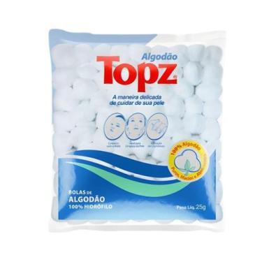Imagem de Pacote de bolas de algodao hidrofilo 25g topz para limpeza facial e re