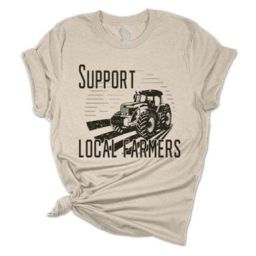 Imagem de Camiseta feminina de manga curta "Support Your Local Farmers", Heather Dust, M