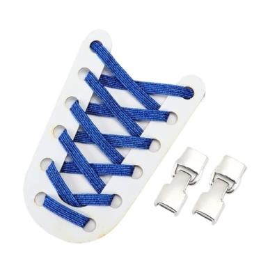 Imagem de Elastic Shoelaces Sneakers Mix And Match Colors No Tie Shoe Laces Children Adult Wide Fast Shoelaces(Royal blue)