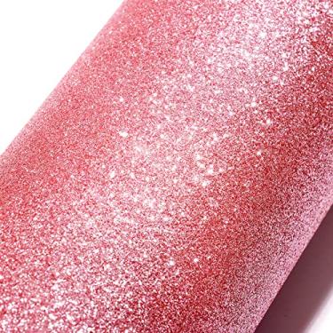 Imagem de Stickyart Papel de parede com glitter, ouro rosa, papel de parede com glitter, cor sólida, brilhante, papel de parede decorativo autoadesivo com glitter, para quarto, meninas, prateleiras, artesanato