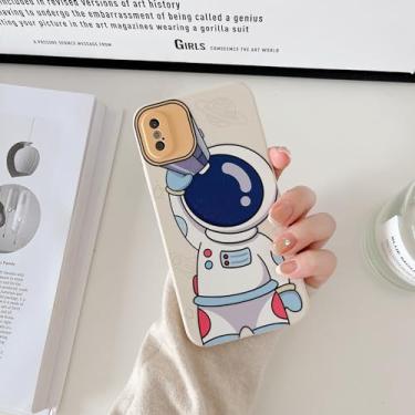 Imagem de Yonds Queen Capa fofa para iPhone Xs Max, desenho animado astronauta, design espacial, elegante, amortecedor, mulheres, meninas, proteção antiderrapante, à prova de choque, moda criativa (telescópio