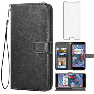 Imagem de Asuwish Compatível com OnePlus 3 3T A3000 capa carteira de vidro temperado protetor de tela flip capa porta-cartões acessórios capas de telefone para OnePlus3 OnePlus3T 1 One Plus T 1plus T3 1+ 1+3T