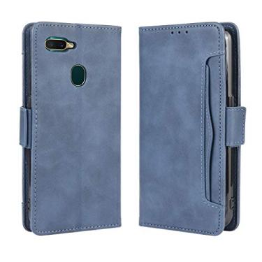 Imagem de Capa com compartimento para cartão para Oppo A5S/AX5S, capa flip de couro para Oppo A5S/AX5S, capa magnética retrô para celular, capa carteira com compartimentos para cartões