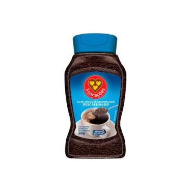 Imagem de Café Solúvel Descafeinado 3 Corações Vidro 50g