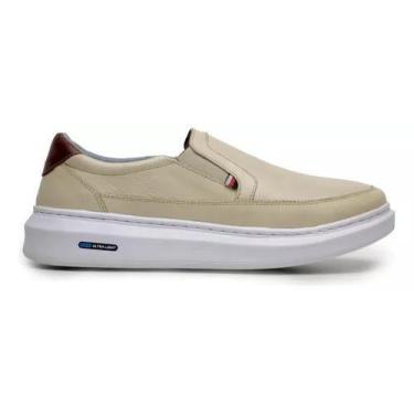 Imagem de Sapatenis Mocassim Masculino De Couro Slip On  Calçar Facil Tenis Conf