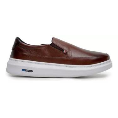 Imagem de Sapatenis Mocassim Masculino De Couro Slip On  Calçar Facil Tenis Conf