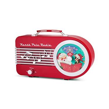 Imagem de Mr. Christmas Caixa de música vintage North Pole Radio Holiday Jukebox para decoração de Natal, reproduz 9 canções clássicas, 26 cm, vermelha