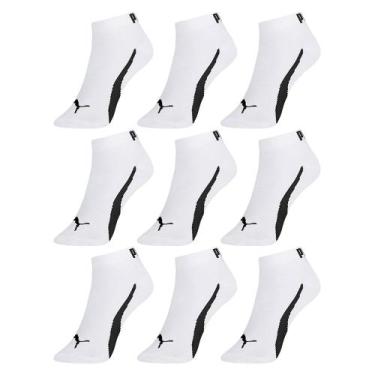 Imagem de Kit 9 Pares de Meias Puma Sapatilha Esportiva Masculino, Branco, Preto