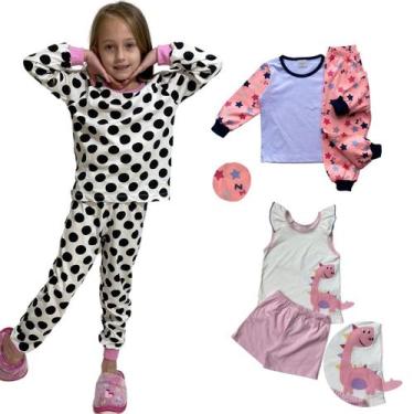 Imagem de kit 3 Pijamas Infantis 100% Algodão Menina 1,2 e 3 anos - Minhoquéce, 