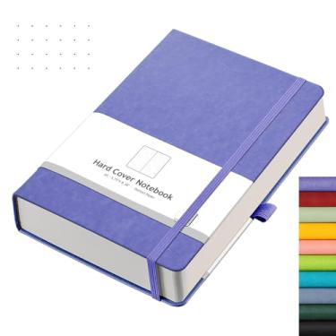 Imagem de AHGXG Caderno pontilhado com 320 páginas numeradas, caderno A5 grosso, papel pontilhado de 100 g/m², capa dura de couro, bolso interno, 14 cm × 21 cm - roxo claro