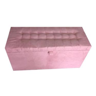 Imagem de Recamier puff baú em suede solteiro 100% mdf - rosa claro - NS