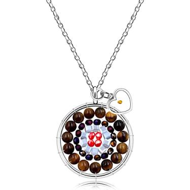 Imagem de Uloveido Colar com pingente de flor mandragora redondo para mulheres e meninas - Colar floral com pingente de coração e semente de mostarda para mulheres, presente de aniversário e dia das mães Y1787,