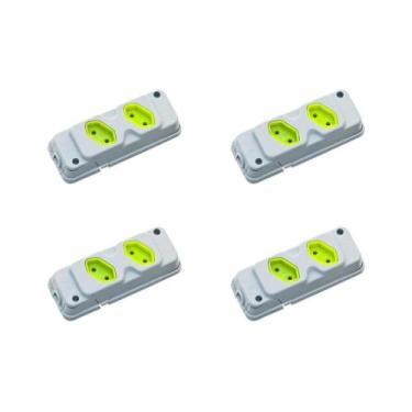 Imagem de Kit C/4 - Tomada Barra Fiolux Dupla 2P 20A Cinza