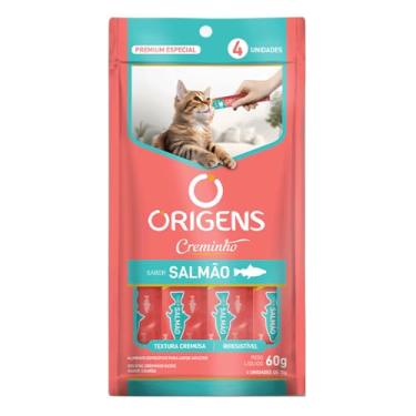 Imagem de Snack Petisco Cremoso para Gatos Origens Creminho Salmão 4 Unidades de 15g