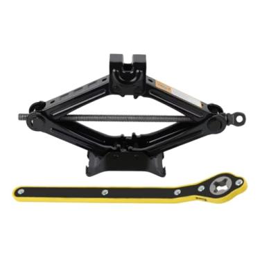 Imagem de Macaco Sanfona para Carro, Capacidade 1500kg, Altura Ajustável 10-33,5cm, com Chave de Roda, Preto