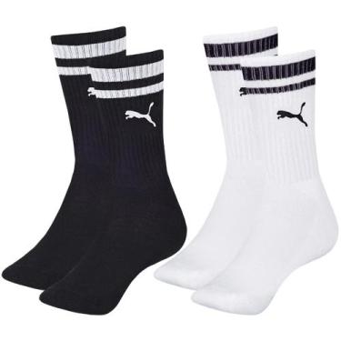Imagem de Kit com 2 Pares de Meias Esportiva Listrada Modelo Cano Longo Puma Spo