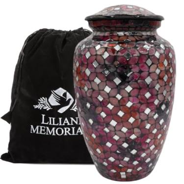 Imagem de Liliane Memorials Urna De Cremação De Vidro Mosaico - Urna Funerária Feita À Mão Para Cinzas Humanas - Urna Funerária Grande Para Adultos - Azulejos Individuais Aplicados À Mão Criam Uma Obra De Art