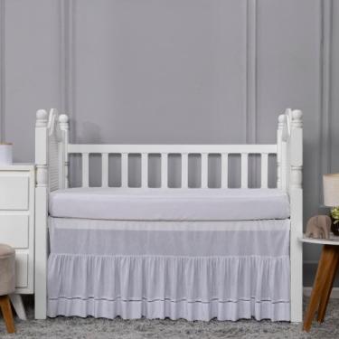 Imagem de Saia de Berço Ponto Palito 01 Peça - CorBranca - 1420BR - LuckBaby