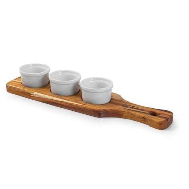 Imagem de Petisqueira Com 3 Molheiras 40x10cm Tecawood