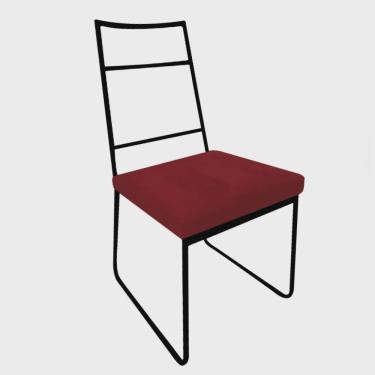 Imagem de Cadeira Sala de Jantar Escritório Office Stark Industrial Ferro Preto Sintético Vermelho - Ahz Móveis