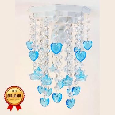 Imagem de Decoração Quarto Bebe Lustre Infantil Masculino Iluminação Luminária Plafon Decoração Azul 17x25cm