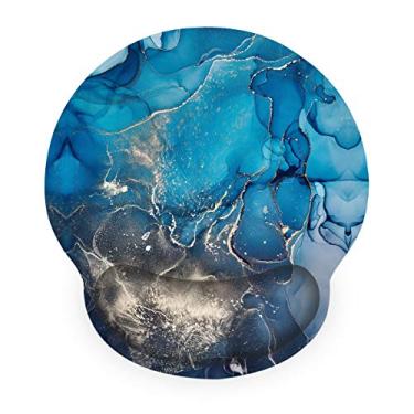 Imagem de ToLuLu Mouse Pad Suporte para descanso de pulso, mouse pads de gel com base de borracha antiderrapante com espuma de memória, mouse pad para descanso de pulso para laptop, computador, escritório, trabalho, jogos, alívio da dor, azul e cinza
