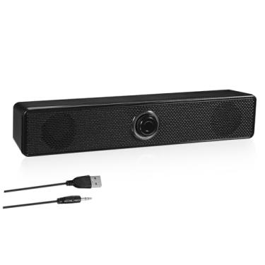 Imagem de HOMSFOU Barra de som de alto-falante com fio com barras de som de subwoofer para TV, PC e dispositivos móveis, barra de som com sistema de barra de som estéreo e silencioso, alto-falante pequeno para