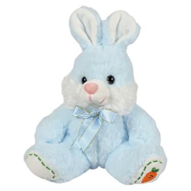 Imagem de Coelho De Pelúcia Com Lacinho Cenoura No Pé 23cms (Azul)