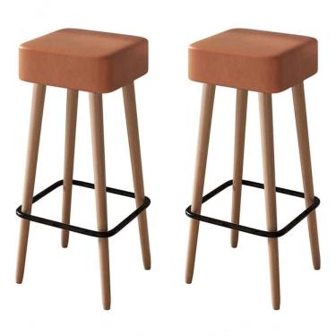 Imagem de Kit 2 Banquetas Banco Alta Luxo Para Area Gourmet Cozinha Bar Balcao Bistro Courino Caramelo Eli Móveis E Decoração