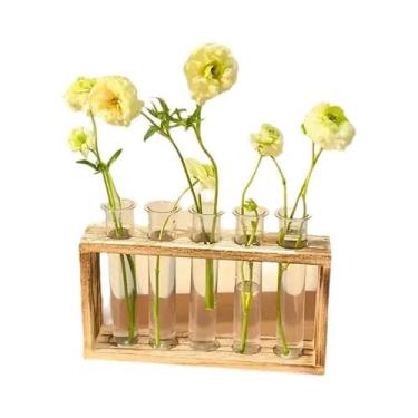 Imagem de Vaso De Plantas Hidropônicas Retrô, Tubo De Ensaio, Estrutura De Madei