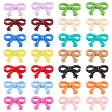 Imagem de Cheriswelry 28 peças de contas de laço de acrílico coloridas contas espaçadoras soltas contas de plástico 19,5 x 33 x 9 m para pulseira Kandi DIY, colares, cordão de telefone, chaveiro, fabricação de