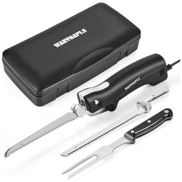 Imagem de Conjunto de Facas Elétricas com Lâminas de Aço Inoxidável, Cordão de Alimentação de 152cm, para Cortar Carne, Aves,Pão, Ideal para Presente