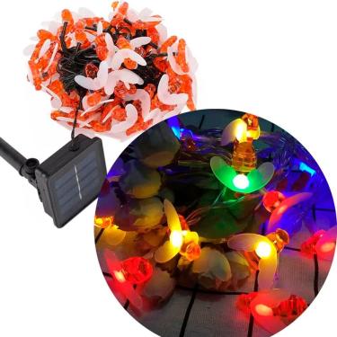 Imagem de Grinalda Pisca Cordão Solar 20 LEDs Colorido Abelhas De 5M