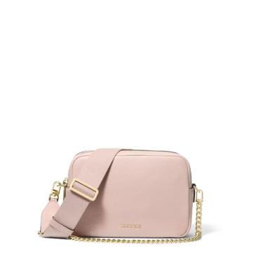 Imagem de Michael Kors Bryant Bolsa transversal média com zíper duplo para câmera, Ferragens douradas/rosa suave, One Size