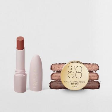 Imagem de Kit Trio de Sombras 3 To Go Pallete Glare + Batom Nude Cremoso (2 Prod