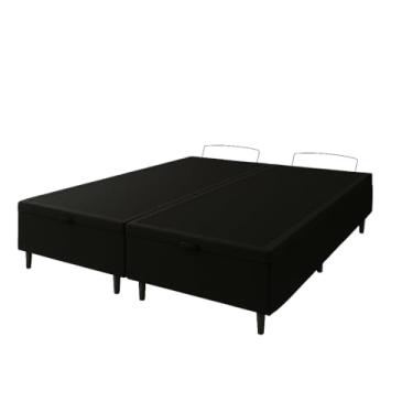 Imagem de Cama Preta Corino Box Bau King 1,93cm Premium Blindada Super Reforçada