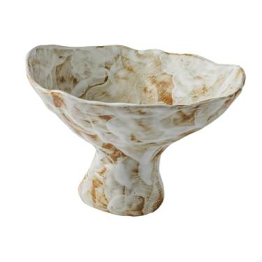 Imagem de Bothyi Prato de cerâmica com pé, suporte para fruteira, prato decorativo, pedestal rústico, tigela, organização para lanches, sobremesas, fazenda