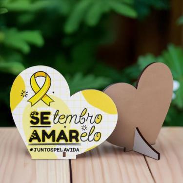 Imagem de Kit 10 Coração MDF Lembrancinha Setembro Amarelo Conscientização - Del