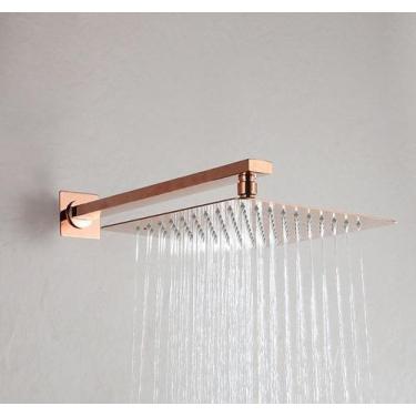 Imagem de Kit Ducha Chuveiro Slim Inox 20x20 + Braço Rosa Gold E165 - L.Y